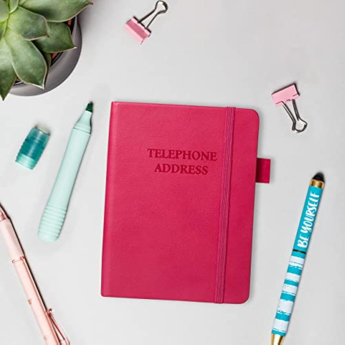 Legend Planner Address Book with Alphabetical Tabs – Mini Telephone Contacts Book for Phone Numbers, Addresses, Passwords, Small (Hot Pink)