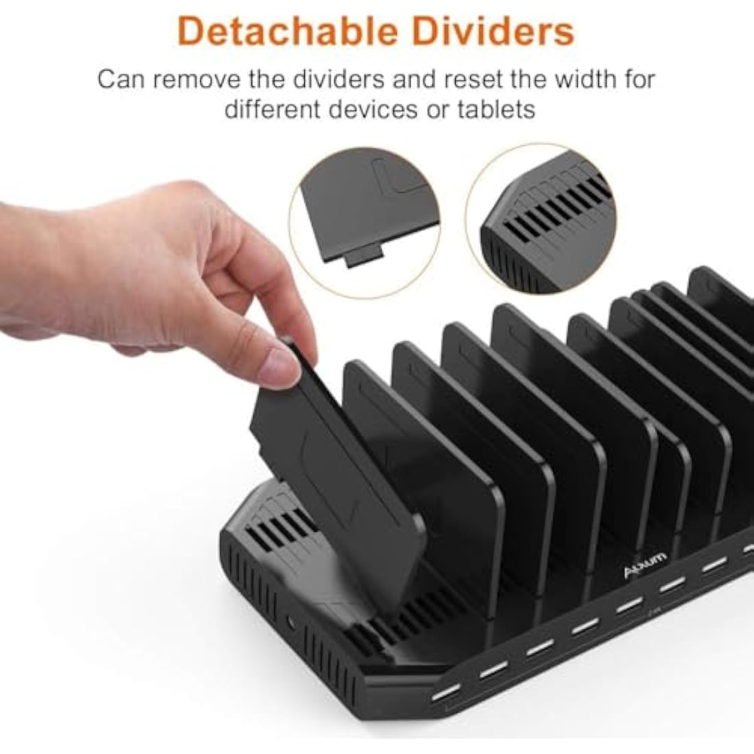 Alxum 60W 10 Ports USB Charging Station for Multiple Devices, Multi USB Charger Station with 5V/2.4A Output for Phone, Tablet and More