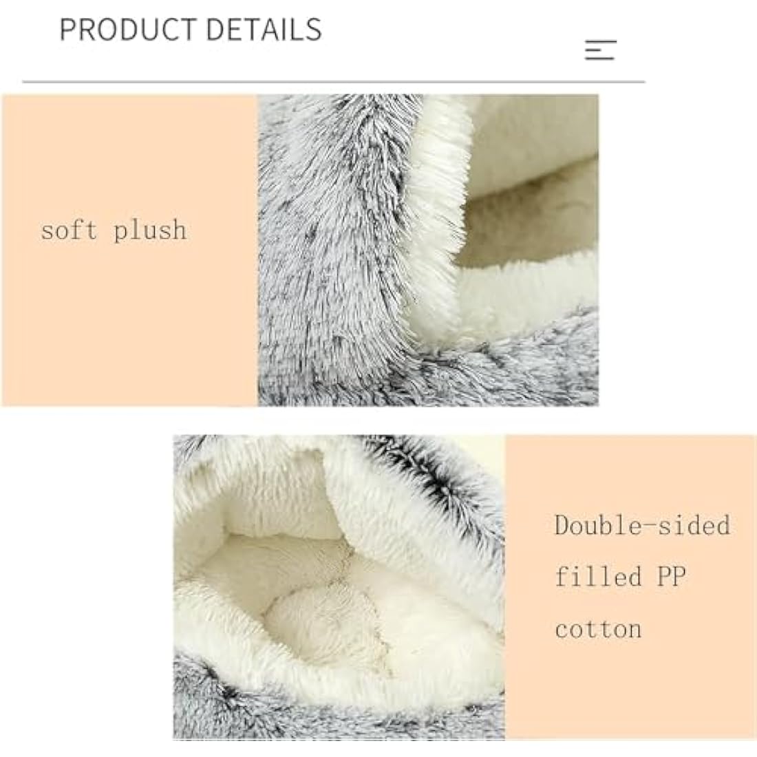 YUDANSI Dog Beds, 65cm Under 9 kg Covered Dog Cat Bed for Cats Calming Down, Burrowing Cat Small Medium Dog Bed with Hood for Anti Anxiety, Non-Slip Plush Faux Fur Nest with Ceiling Puppy Pet Bed