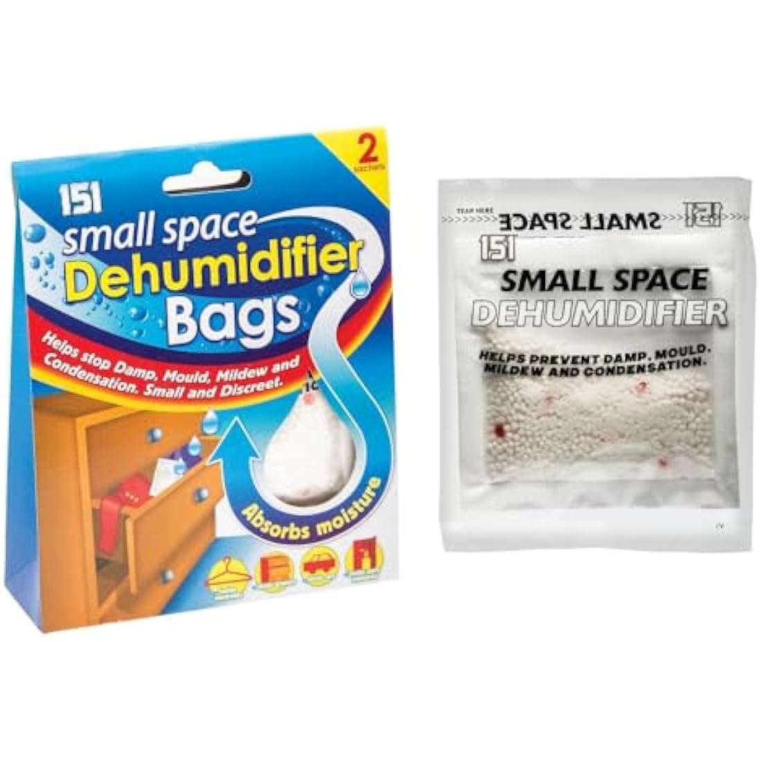 6 x Packs Small Space Dehumidifier 2 Sachets Per Pack Stops Damp Mould Mildew Condensation