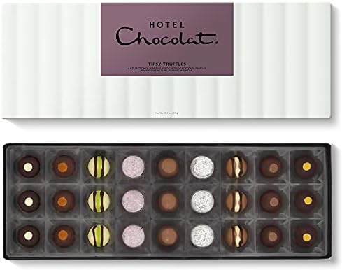 Hotel Chocolat Tipsy Truffles Sleekster 295g - 27-Piece Milk, Dark and White Liqueur Chocolate Box - Suitable for Vegetarians - Gifts for Birthday, Thank You, Congratulations, Anniversary
