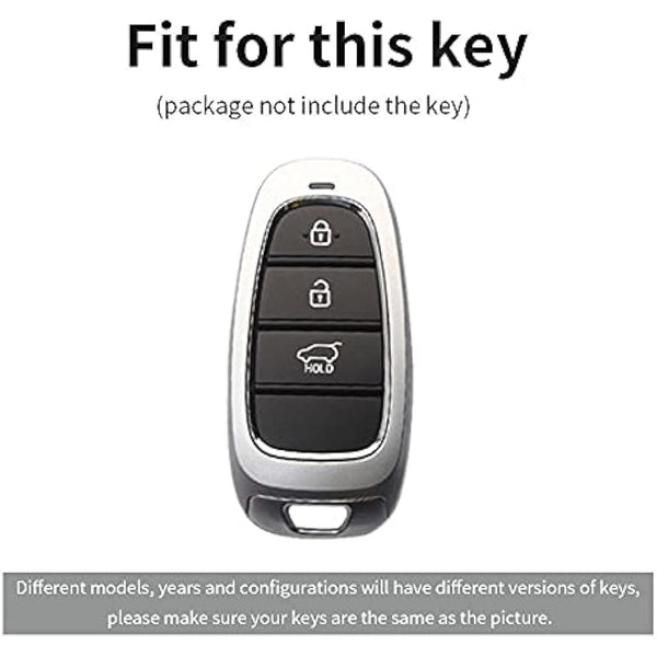 ontto ABS Car Key fob Cover Keyring fit for Hyundai Sonata Tucson NX4 Nexo Solaris Santa Fe 2020 2021 accessories Remote Key Shell Plastic Silicone key case Key Holder 3 Buttons Carbon Black