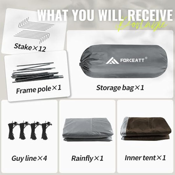 Forceatt Camping Tent,2-3 Man Tent for Outdoor PU3000mm Waterproof Tent Lightweight & Portable easy set up for Hiking Backping Eurohike