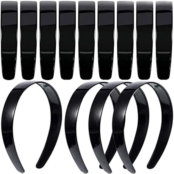 20 Pack 1 Inch Black Plain Craft Plastic Headbands with Teeth Plastic DIY Hair Accessories Headbands Headwear