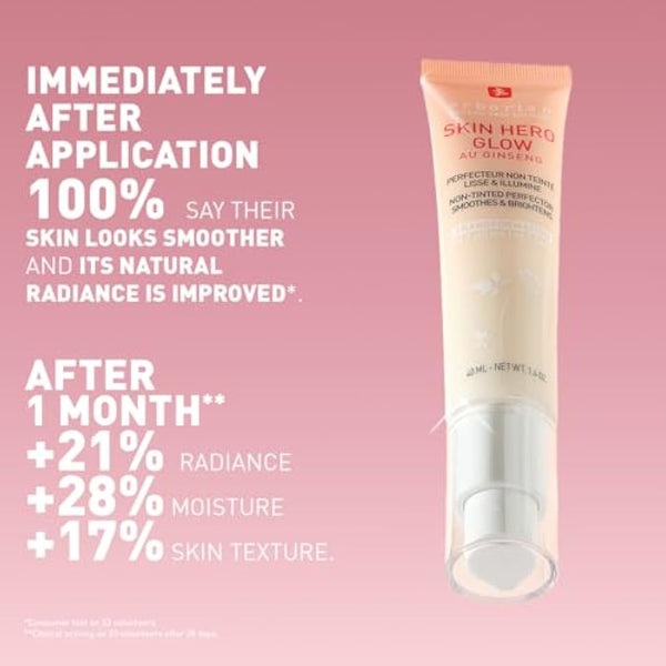 Erborian - Skin Hero Glow - Non-Tinted Skin Perfector + 7-Day Radiance Booster - Glass Skin Effect - Lightweight Texture - Korean Skincare - 40 ml