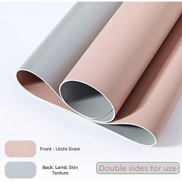 Desk Pad Large, Desk Mat, Extended Mouse Mat, Mouse Pad XL, Desk Blotter, DOBAOJIA Laptop Pad Writing Pad for Office/Home, Dual-Side Use PU Leather Waterproof 31.5" X 15.7" (Pink/Silver)