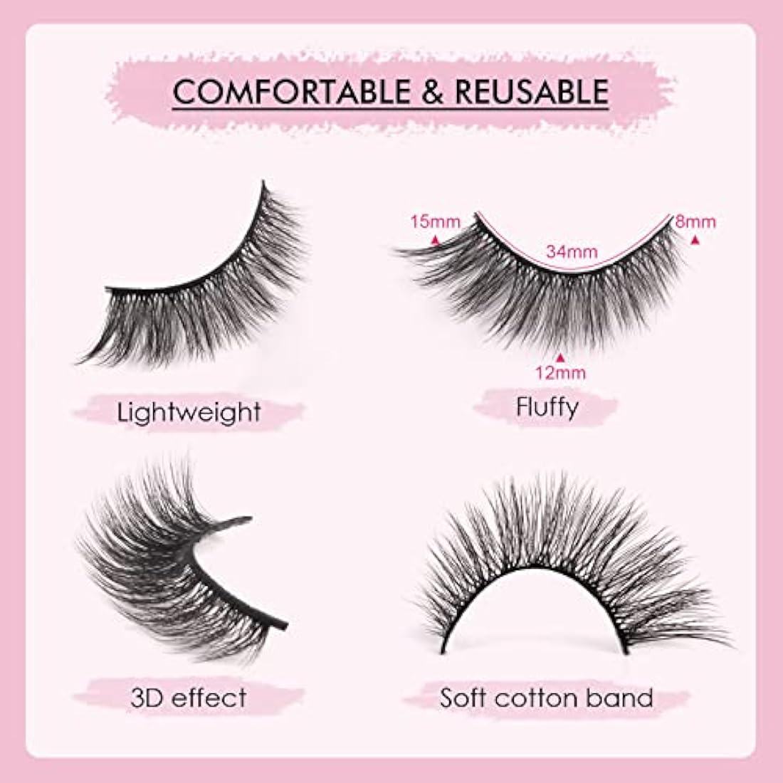 Cat Eye Lashes Natural Look Faux Mink Fake Eyelashes Light Volume False Lashes Fluffy Strip Lashes Multipack 3D 5 Pairs Pack by Glowingwin