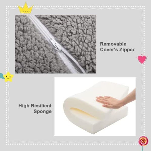 BEJOY Kids Sofa Bed 2-in-1 Flip Out Cuddly Sherpa Toddler Couch Convertible Chair to Lounger Children Sofa Bed Children's Day and Birthday Gift for Girls Boys, Grey