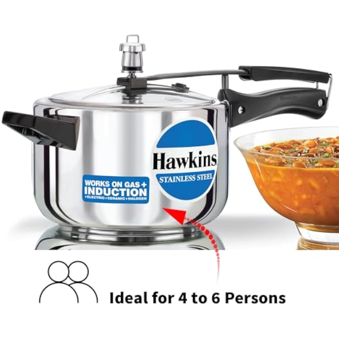 Hawkins B45 Pressure Cooker, 4 Litre, Silver
