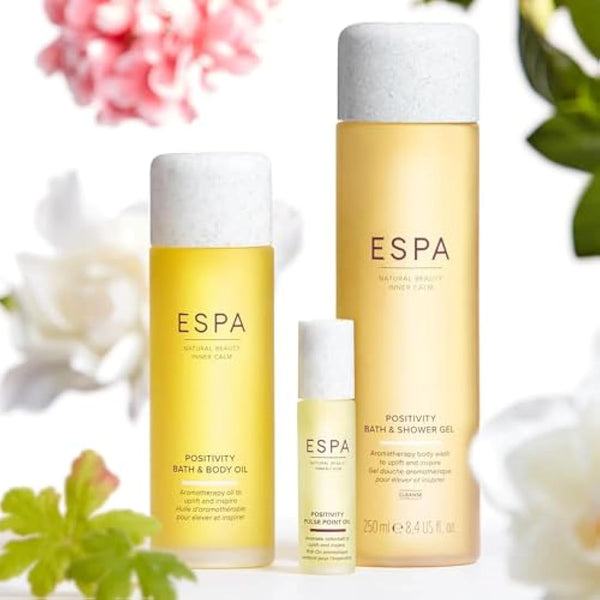ESPA | Positivity Bath & Body Oil | 100ml | Jasmine, Rose Geranium & Gardenia | Aromatherapy, Essential Oils, Magnesium, Ashwagandha | Support Skin's Natural Moisture Barrier | Massage Oil