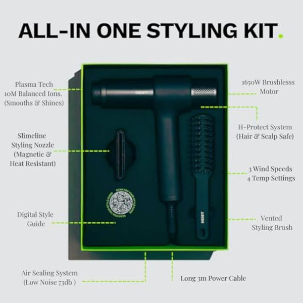 Smart Hair Dryer & Styling Kit HEIST 3.0 | Premium Quality, Low Noise, Powerful, Lightweight and Hair Protection Technology (3.0 Hair Dryer Kit)