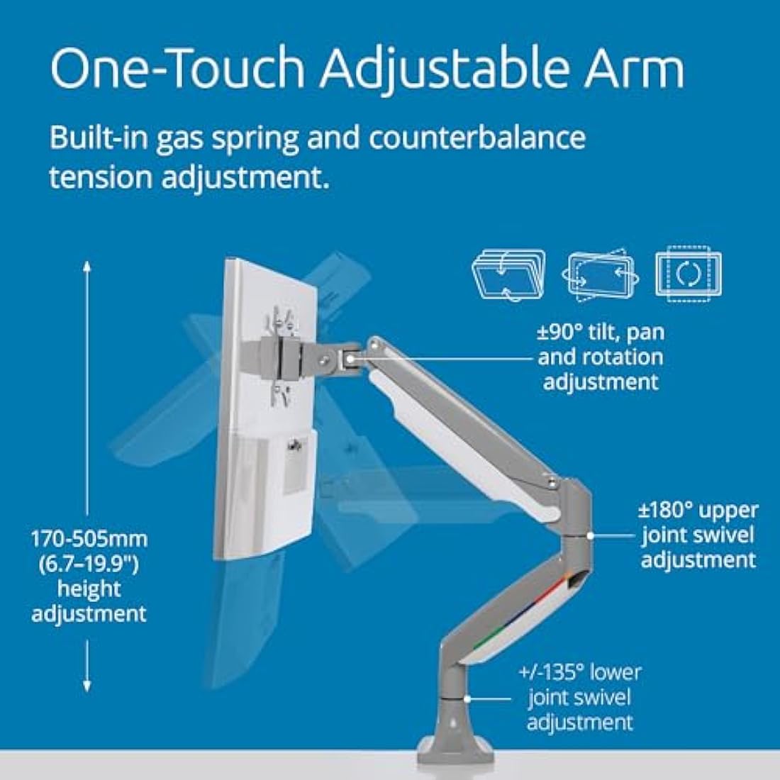 Kensington ONETOUCH HEIGHT ADJUST SING MON ARM