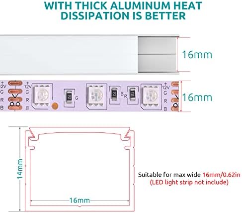 12 Pack Led Aluminum Profile for Philips Hue Led Strip Lights etc,1m/3.3ft U-Shape Led Aluminum Channel, Led Diffuser with Milky White Cover Indoor, End Caps and Metal Mounting Clips (12Meter)