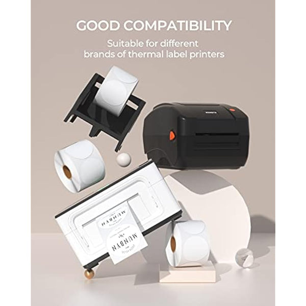 MUNBYN 50 x 50mm Circle Thermal Sticker Labels, Self-Adhesive Round Direct Thermal Labels, Multi-Purpose Roll Thermal Stickers for Business