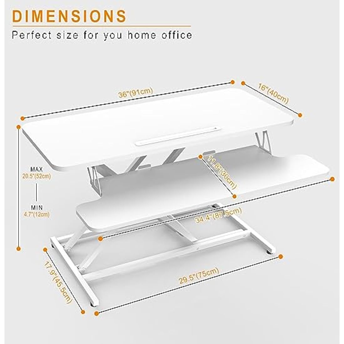 ERGOMAKER Standing Desk Converter, 36"/91cm Wide Height Adjustable Quick Sit to Stand Up Desk Riser for Dual Monitor