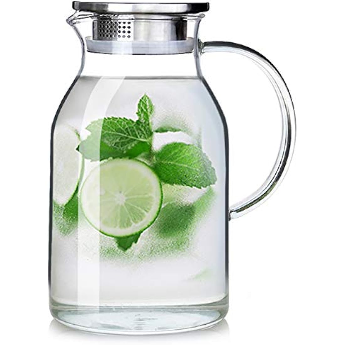 105OZ Glass Pitcher with Lid and Spout - High Heat Resistance Pitcher for Hot/Cold Water & Iced Tea (3.0L)
