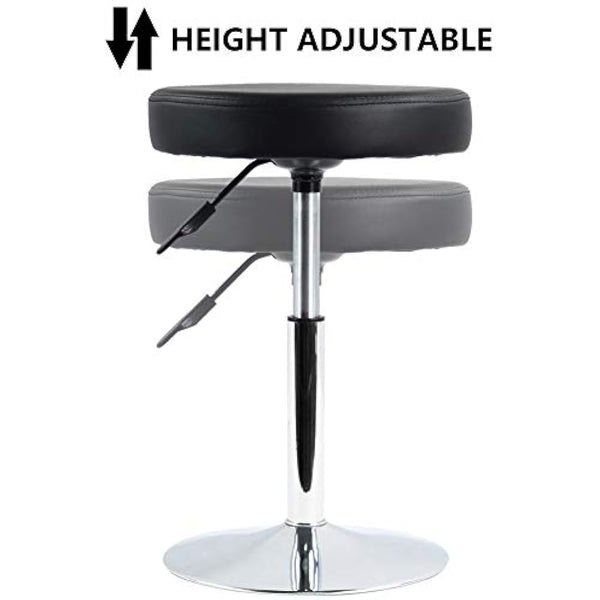 FURWOO PU Leather Round Barber Shop Stool Height Adjustable Swivel Workshop Barber Shop Home Kitchen Short Bar Stools without Backrest Stool Small(Black)