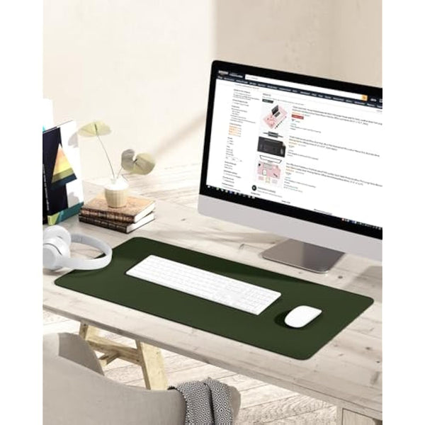 YSAGi Non-Slip Desk Pad, Waterproof PVC Leather Desk Table Protector, Ultra Thin Large Mouse Pad, Easy Clean Laptop Desk Writing Mat for Office Work/Home/Decor (80 x 40 cm, Pine Green)