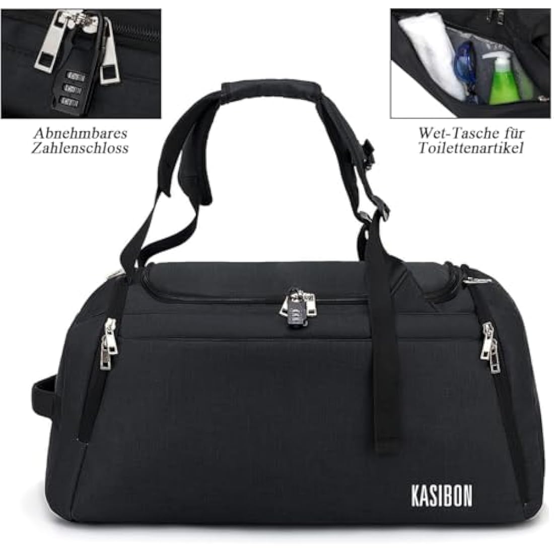 Sports Duffle Bag with Shoes Compartment and Wet Pocket, 42L Waterproof Gym Bag for Men and Women, Durable Travel Duffel Bag with Shoulder Strap and Combination Lock