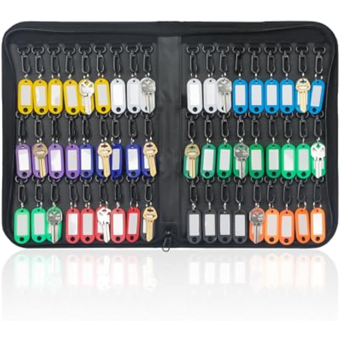 Uniclife Portable Zippered Key Case Waterproof and Fireproof Key Organizer with 54 Key Tags and Hooks Key Storage for Offices Estate Agencies Hotels and Rental Management Identifiers in 5 Colors