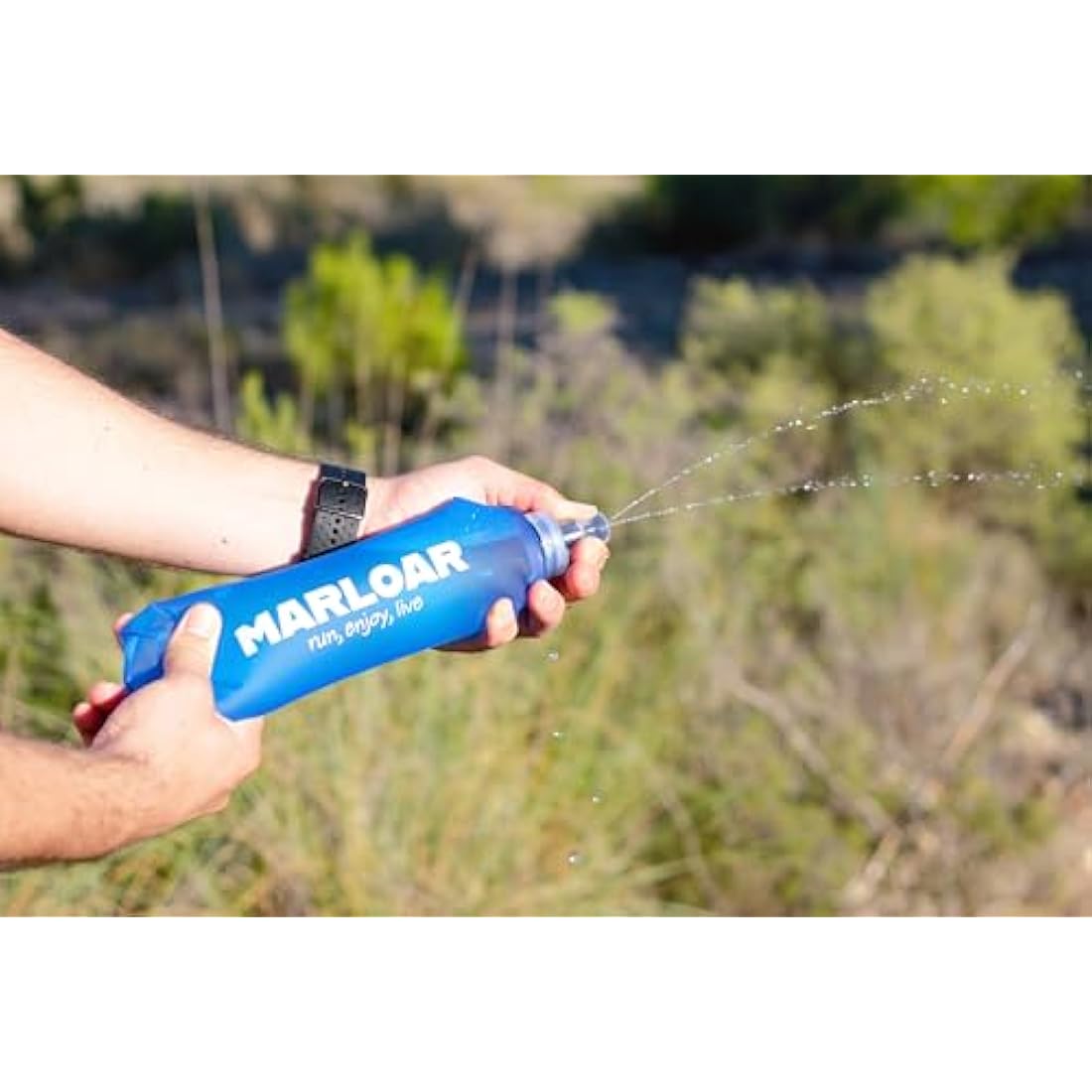 MARLOAR Soft Flask - Running Water Bottle - Running bottle - Collapsible Bottle - Silicone Collapsible Bottle - Pack of 2 Soft Flask 500ml for Running, Hiking, BPA Free (2 Pieces Blue)