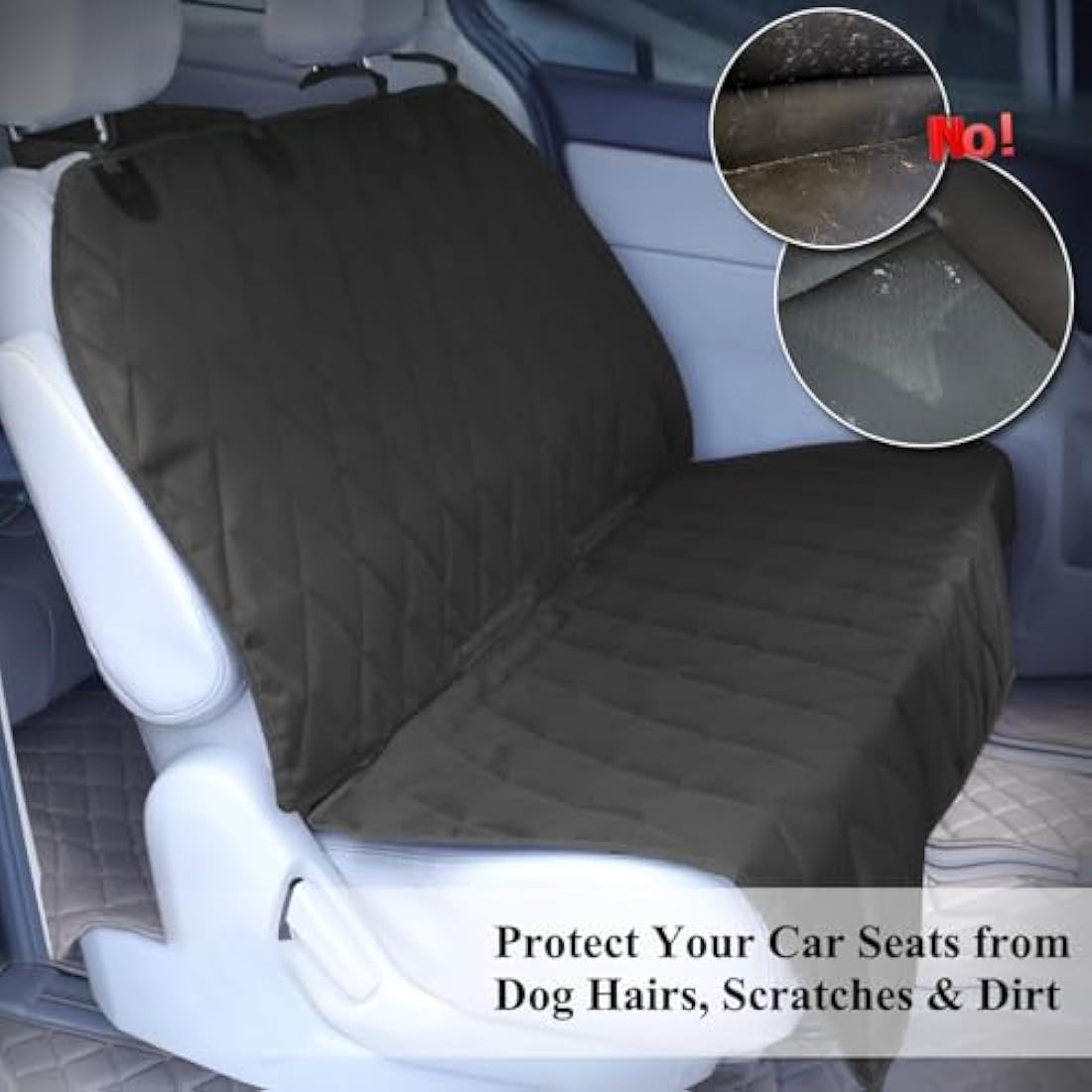 VIVAGLORY Dog Seat Covers, Dog Backseat Cover Pet Bench Protectors with Anti-Slip Backing, Car Seat Cover Back Seats Cover Rear Seat Covers for Dogs, Black, S