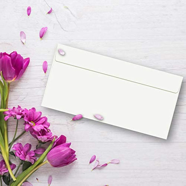 Envelopes DIN Long – Natural White – Premium Quality – 110 g/m² – 110 mm x 220 mm – Very Stable – Self-Adhesive – Quality Brand: Neuser Colourful 150 Umschläge Natural White