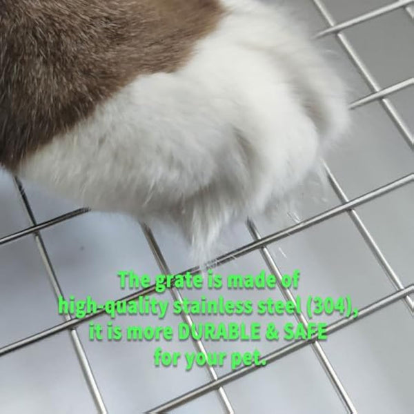 22x18 Super Large Rabbit Litter Box with 2 Grates (Metal & Plastic), Bunny Litter Tray for Cage, Small Animal Potty Trainer for Adult Rabbit Flemish Giant Rabbits