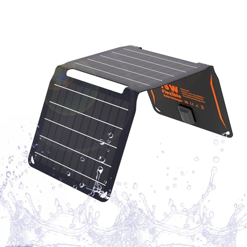 FlexSolar 20W Portable Solar Panel Charger for Camping, USB-A QC3.0 USB-C Waterproof Foldable Solar Panel for Mobile Phones Laptop Cellphones Power Bank Outdoor Hiking Fishing