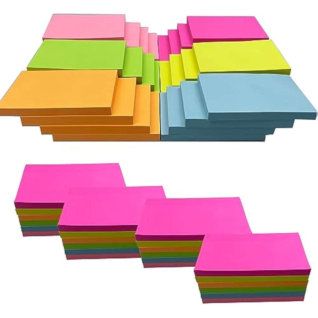 3 x 5 Inches Large Sticky Notes, 76 x 127 mm 6 Brilliant Colors Assorted Self-Stick Pads,80 Sheets Each Pad for Reminder, Check List (Brilliant 24 Pads