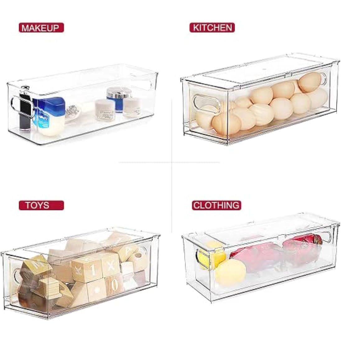 3 Pack Refrigerator Organizer Bins with Pull-out Drawer, Large Stackable Fridge Drawer Organizer Set with Handle, BPA-free Drawable Clear Storage for Freezer, Cabinet, Kitchen, Pantry Organization