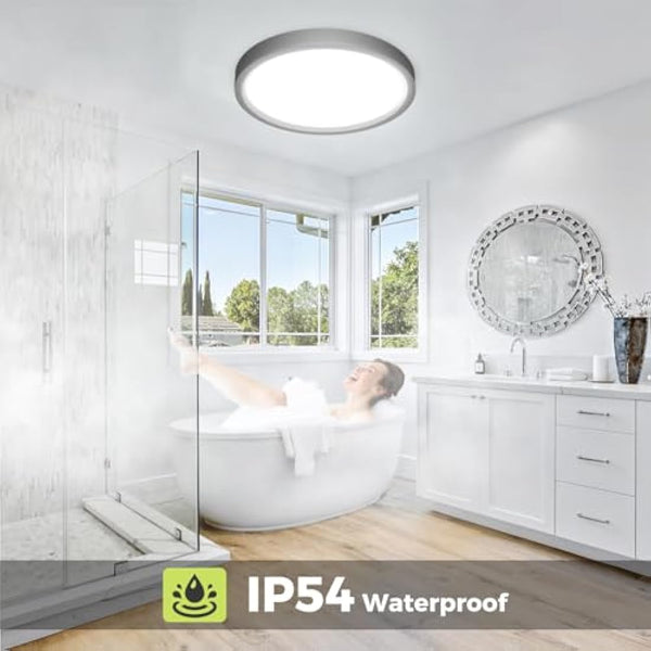 hepside LED Ceiling Light,3000K/4000K/6500K 3 Color Temperature, Waterproof IP54 LED Ceiling Lamp, Modern,Round Flush Ceiling Light for Bathroom, Living Room,Bedroom, Kitchen, Hallway, Office