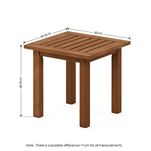 Furinno Outdoor Patio End, Side Tables, Wood, Natural, 45 (W) x 43.9 (H) x 44.45 (D) cm,FG18506