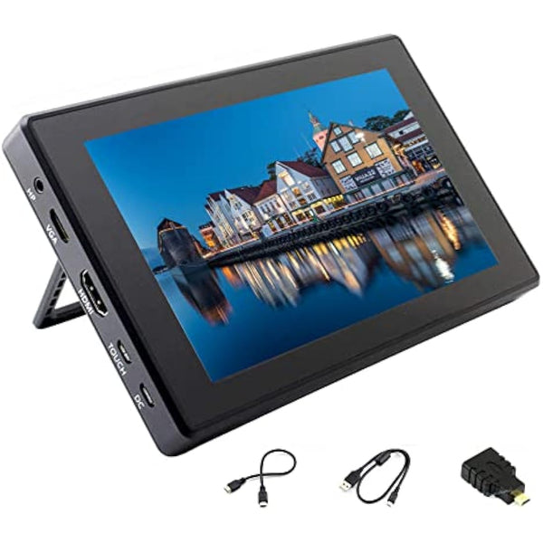 ingcool 7inch HDMI LCD with Case for Raspberry Pi Capacitive Touchscreen 1024×600 IPS Display Screen Monitor Compatible with Raspberry Pi 4B/3B+/3B/Zero/Jetson Nano Support Windows 10/8.1/8/7