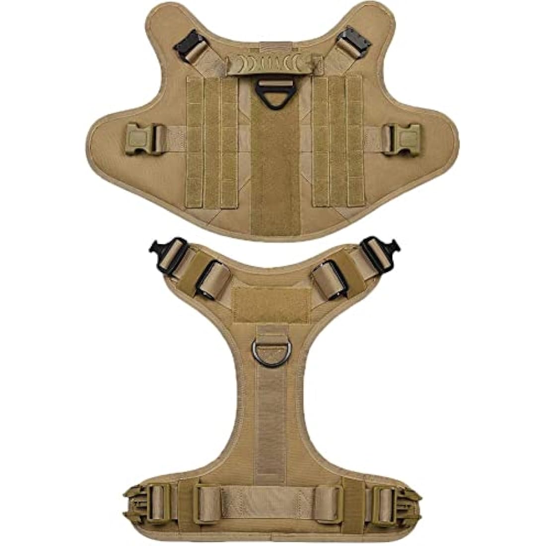 FEimaX Tactical Dog Harness for Military Patrol Working Dog No Pull Molle Vest Large Dogs Service Harness with Handle and Front Clip for Hunting Training Hiking (Brown, S)