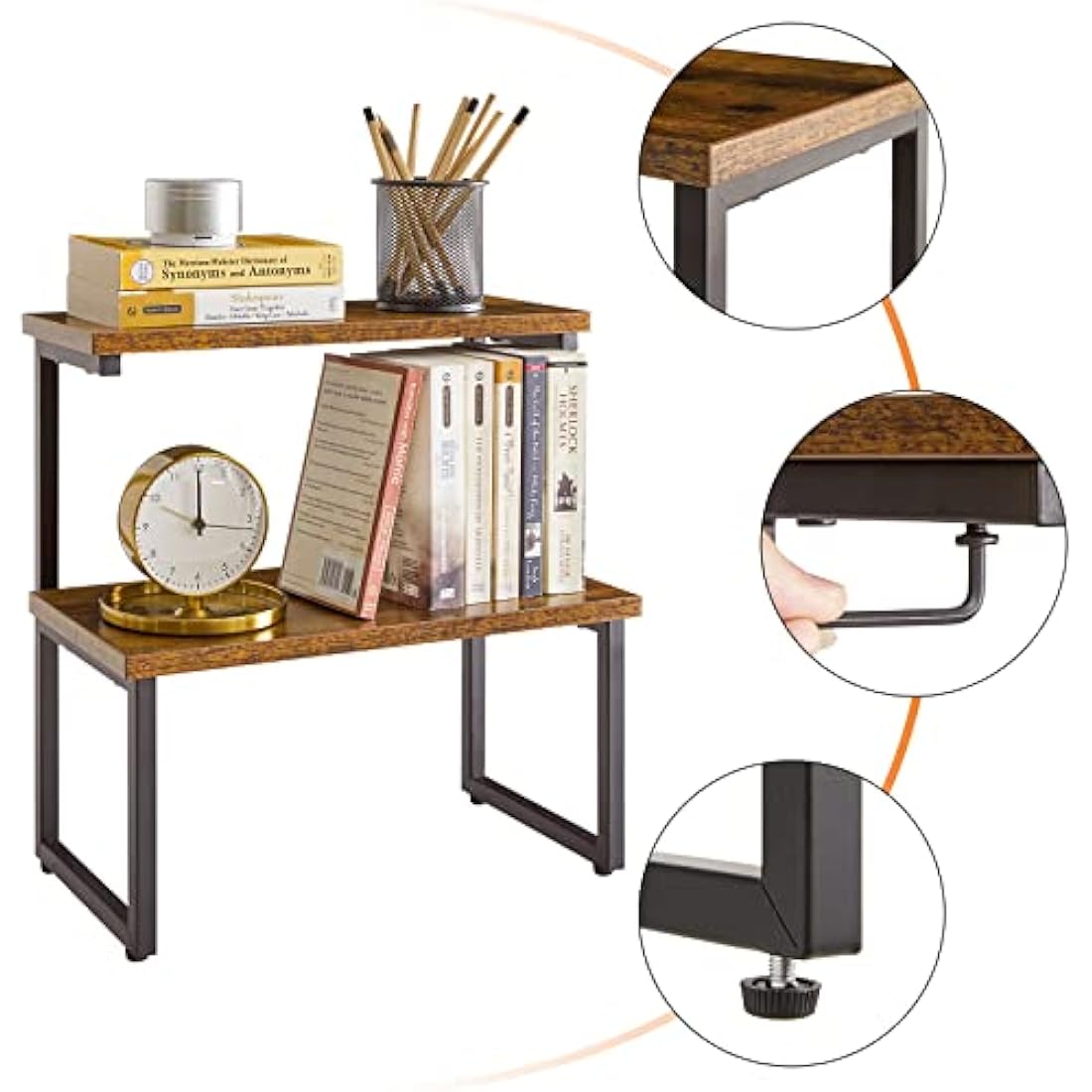 IBUYKE Spice Rack,kitchen countertop organizer Shelf,Extra Large Cabinet Storage Shelf Organizer Rack,Bathroom Storage Shelf,Cosmetic Storage Rack, Pantry Shelf for Kitchen,Dining Room,Office,TLJ001H