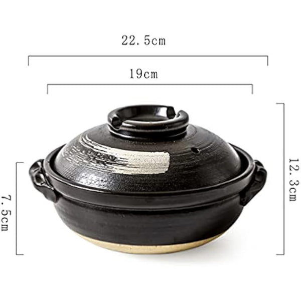 9 * 4Inch Ceramic Hot Pot Earthenware Clay Pot Fondue Pot Earthen Pot Round Stewpot Clay Pots Soup Pot Casserole Cooking Pot for Home