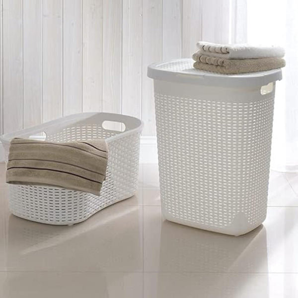 Addis 50 Litre Calico Faux Rattan Hamper, Cream