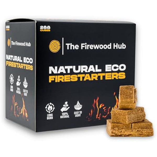 Fire Lighters - 288 Pack Natural Firelighters Made from Wood Fibre and Wax - Long Burn Time Up to 10 Minutes - Ideal Fire lighters for Wood Burners, Camping, Fireplaces, and BBQ