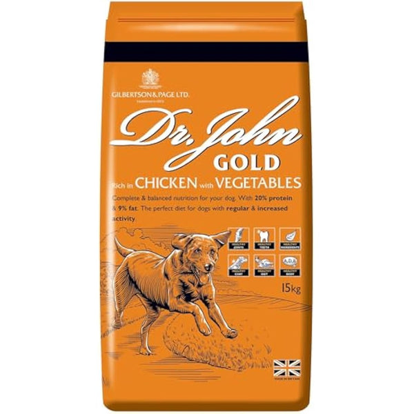 Dr John Gold Complete Dry Dog Food, Chicken with Vegetables, 15 kg