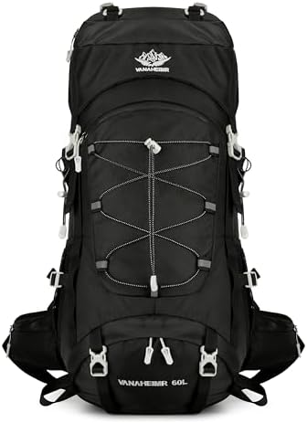 60L Travel Hiking Camping Backpack with Rain Cover, Backpack Water Resistant,Climbing Backpack for Men Women