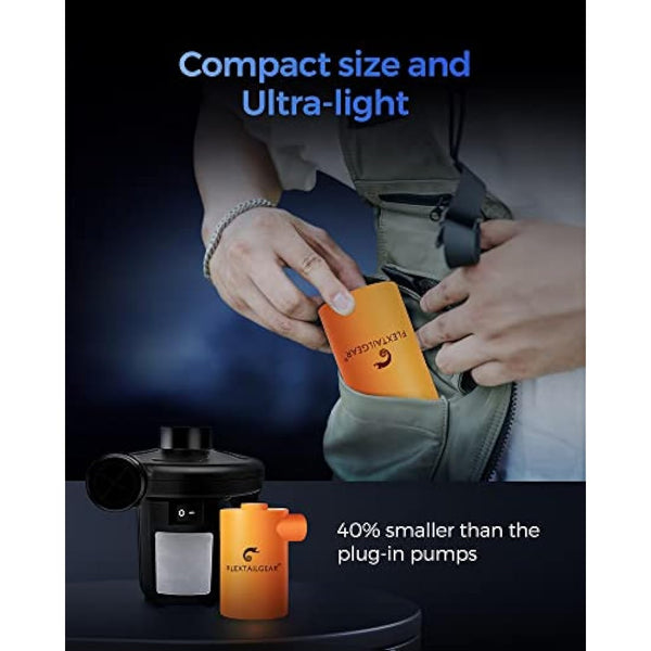 FLEXTAILGEAR MAX Pump 2020, Portable Electric Air Pump, 3600mAH Battery,Rechargeable, High Flow 300L/min, Fast In/Deflating, Air Mattress, Swimming Ring, Vacuum Storage Bags, Camping & Travel