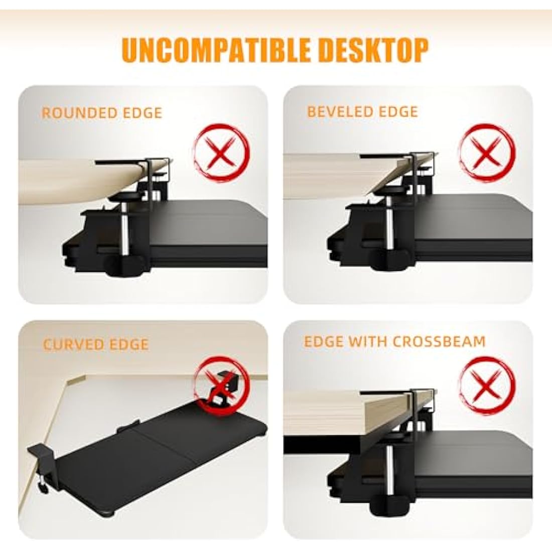 ERGOMAKER Keyboard Tray Under Desk, Pull Out Keyboard Tray with Extra Sturdy Clamp Mount System, 65x30cm (76cm Including Clamps) Computer Drawer for Typing, Perfect for Home or Office, Black.