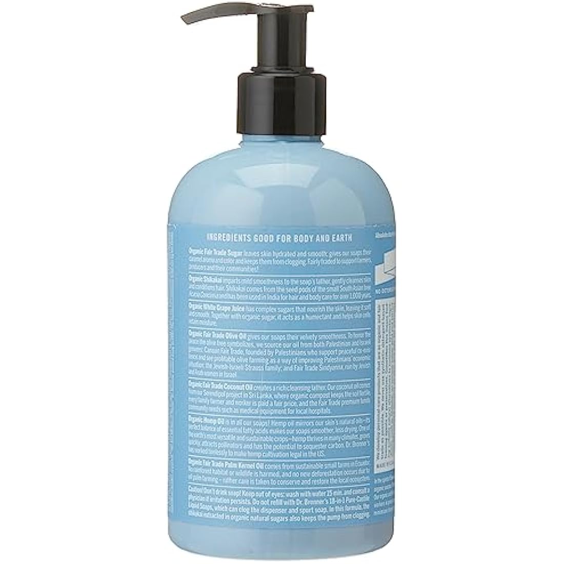 Dr Bronner’s 4-in-1 Organic Unscented Baby Sugar Soap, Made with Organic Oils, Sugar and Shikakai Powder, For Hands, Body, Face & Hair, Fair Trade Certified & Vegan Friendly, 335ml Recycled Pump Bottle