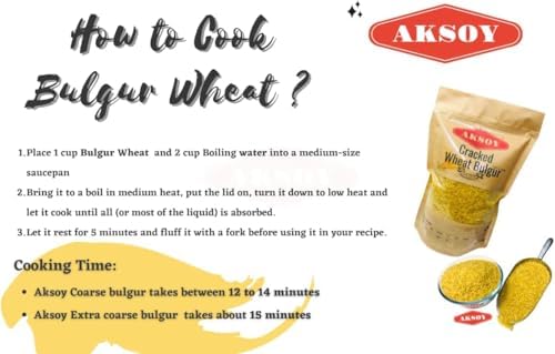 Aksoy Cracked Wheat Coarse Bulgur 25kg | Natural, Whole Grain, and Nutritious Bulgur, Perfect for Cooking, Soups, and Pilafs with Exceptional Taste and Texture!