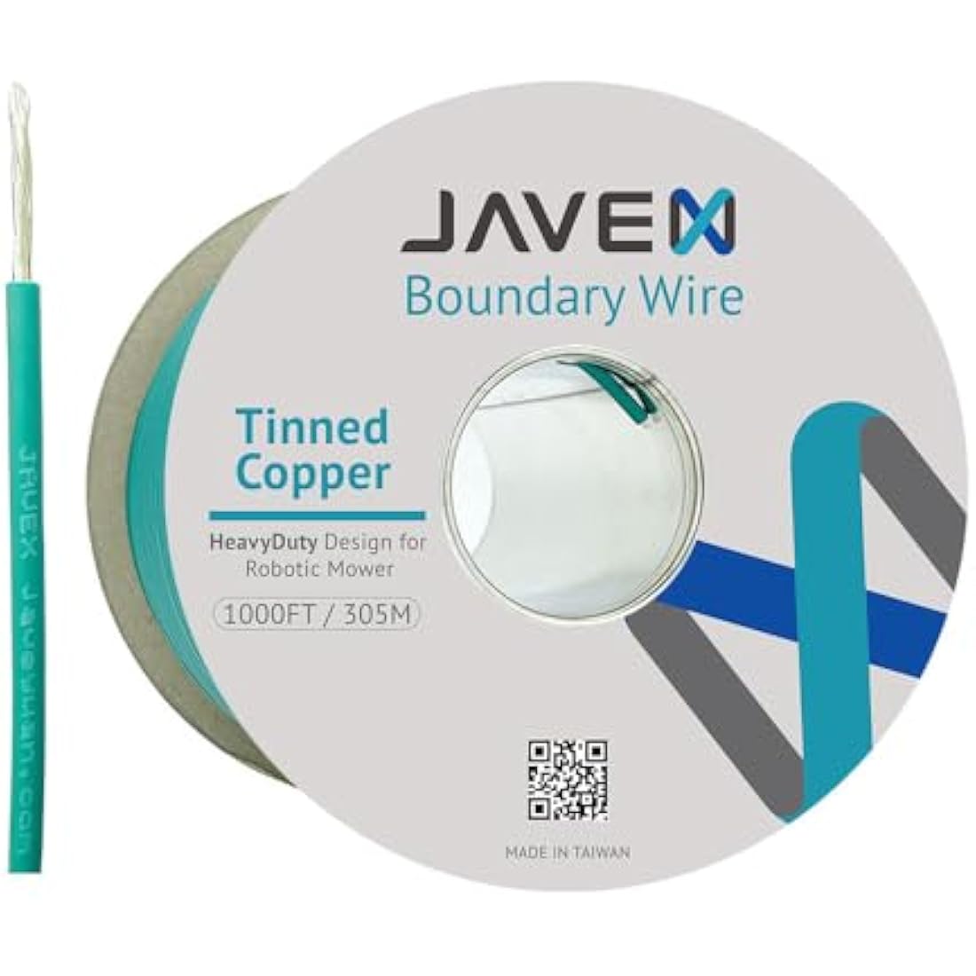 JAVEX Robotic Mower Boundary Wire Cable- Tinned Copper, Heavy Duty Universal for Gardena, Husqvarvna, Worx & Other Lawn Auto-Mower Brands Installation Kit [3.4mm, 24strand x 0.25mm] Green, 305M/1000FT