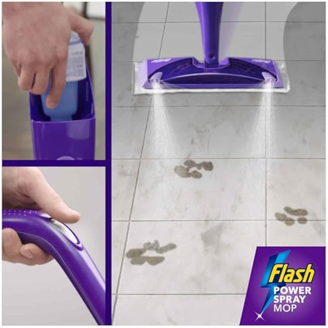 Flash Power Spray Mop Absorbing Pad Refills, Flash Mop Refill Pads, White, 64 Wipes (16x4), Flash Power Mop