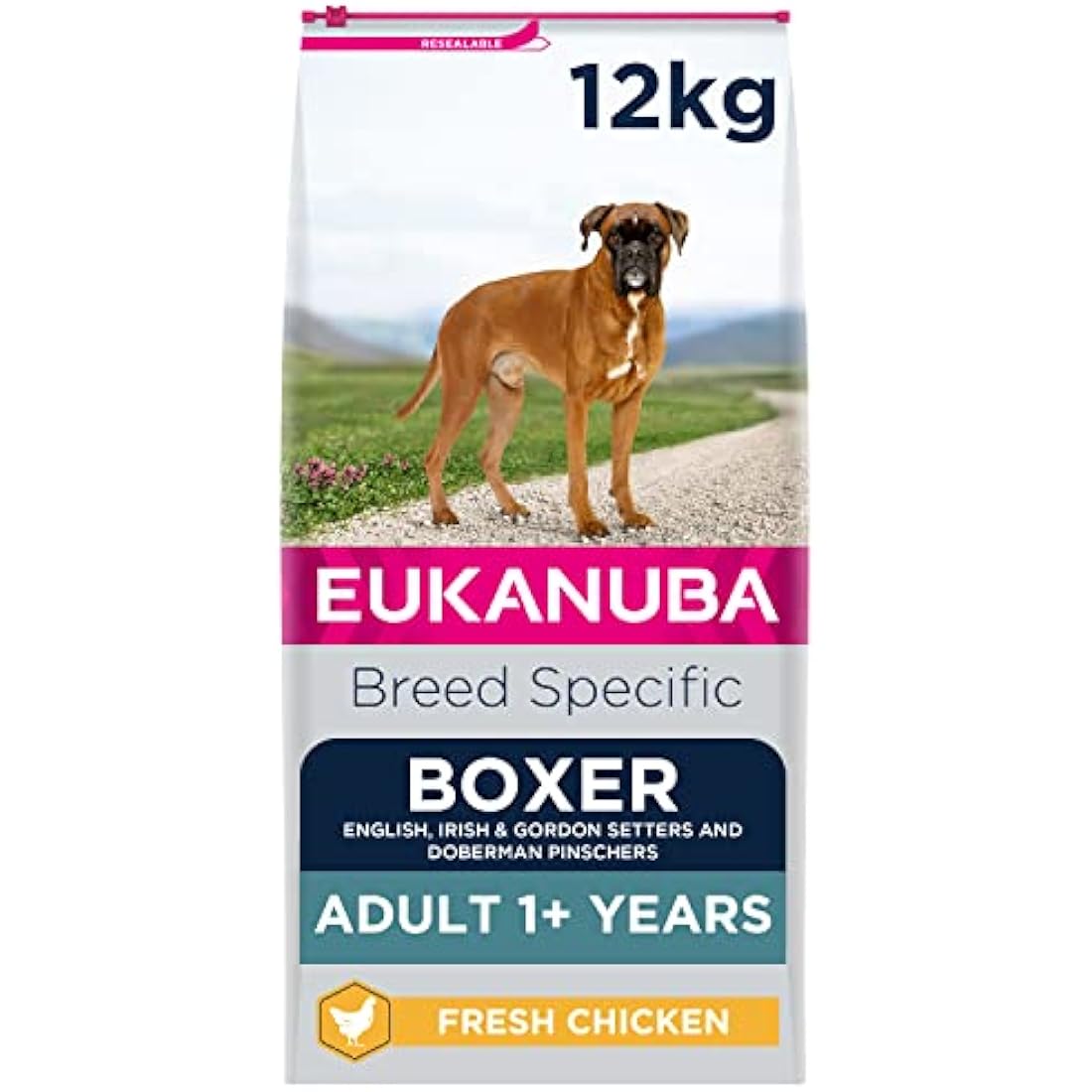 Eukanuba Complete Dry Dog Food for Adult Boxer Breed Types with Fresh Chicken 12 kg
