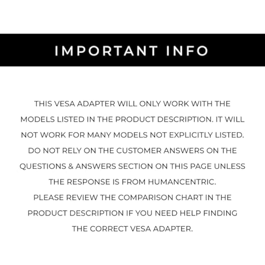HumanCentric VESA Mount Adapter Compatible with Samsung Curved Monitors U32R590, U32R590C, U32R592, and U32R591, Adapter Bracket for VESA Stand, Arm or Desk Mount with 75x75 or 100x100mm Pattern