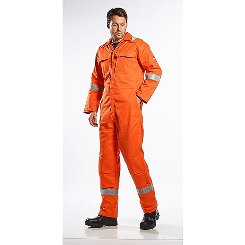 Portwest BIZ5 Men's Hi Vis FR Coveralls - Bizweld Iona Flame Resistant Fireproof Workwear Overalls